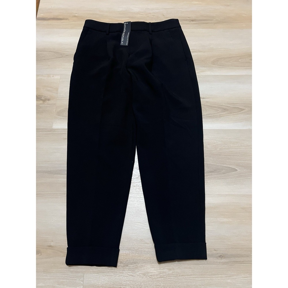 NWT Banana Republic Black Cuffed Tapered Pant Size 6 Dress Pants Office Workwear